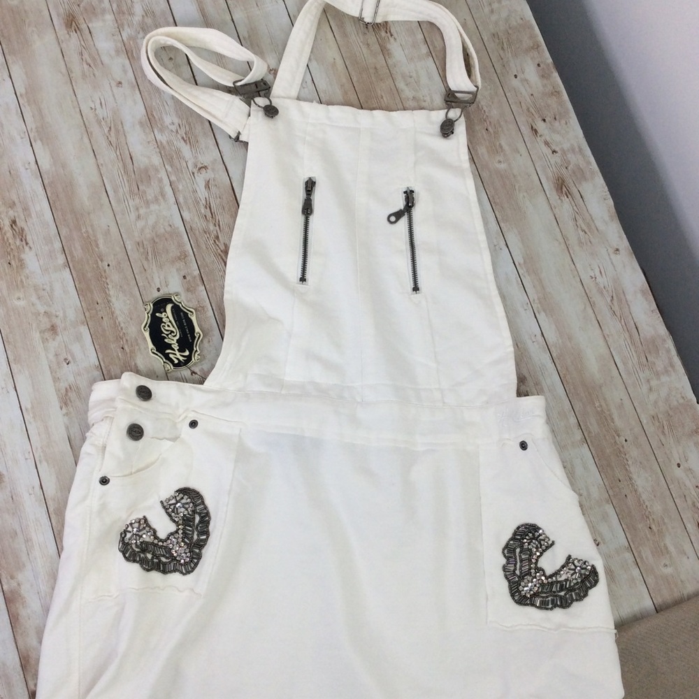 Hale Bob overalls White Jumpsuit Bling Sequins XL